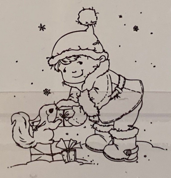 Clear Stamp Christmas Kids, Kind mit Eichhörnchen